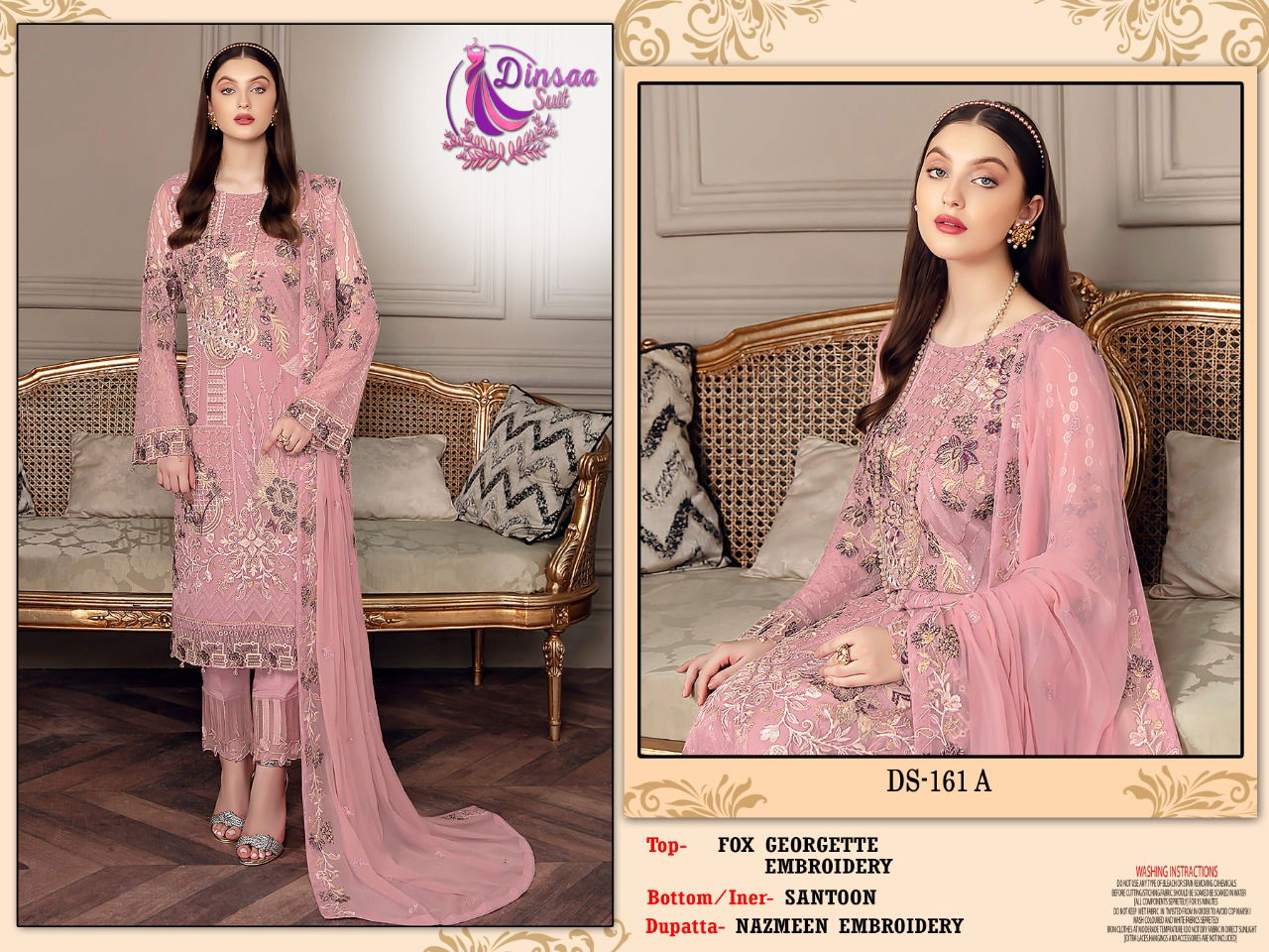 Dinsaa 161 Festive Wear Embroidery Wholesale  Pakistani Salwar Suits